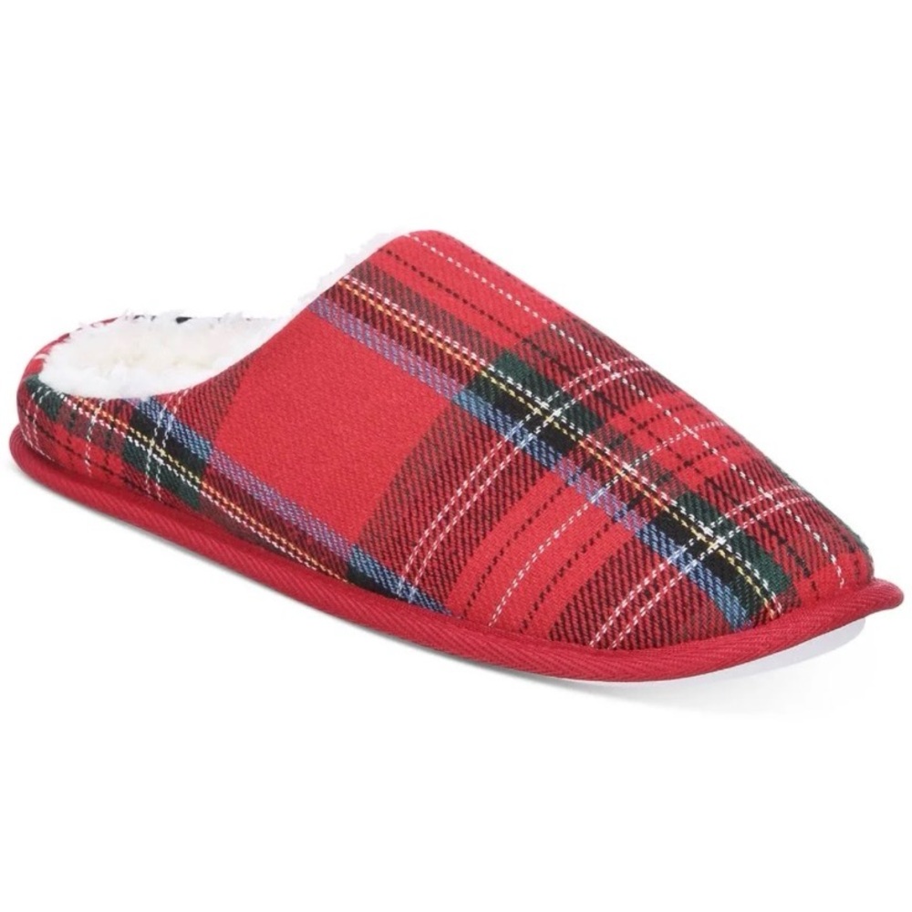 Club Room Red Plaid Men's Slippers